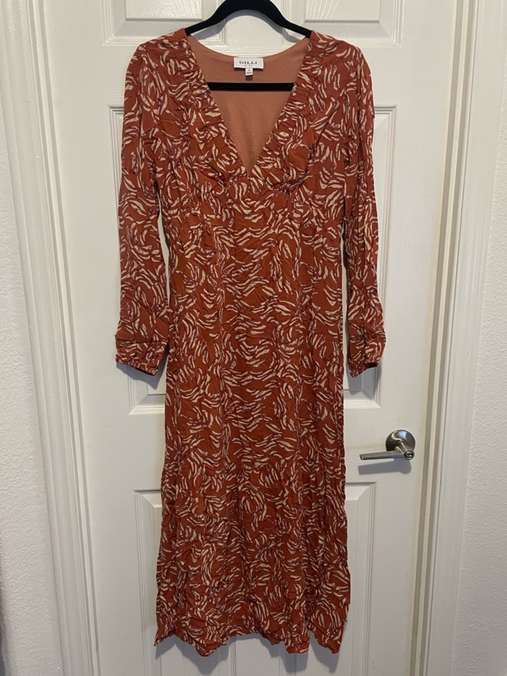 Gilli Rust Floral Maxi Dress with Cream Print